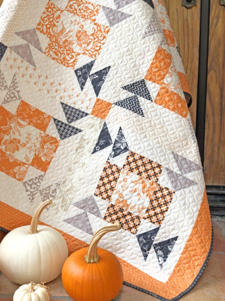 "Trick or Treat: A Free Jelly Roll Pattern” is a Free Halloween Lap Quilt Pattern designed by Joanna Figueroa from Fresh Figs!